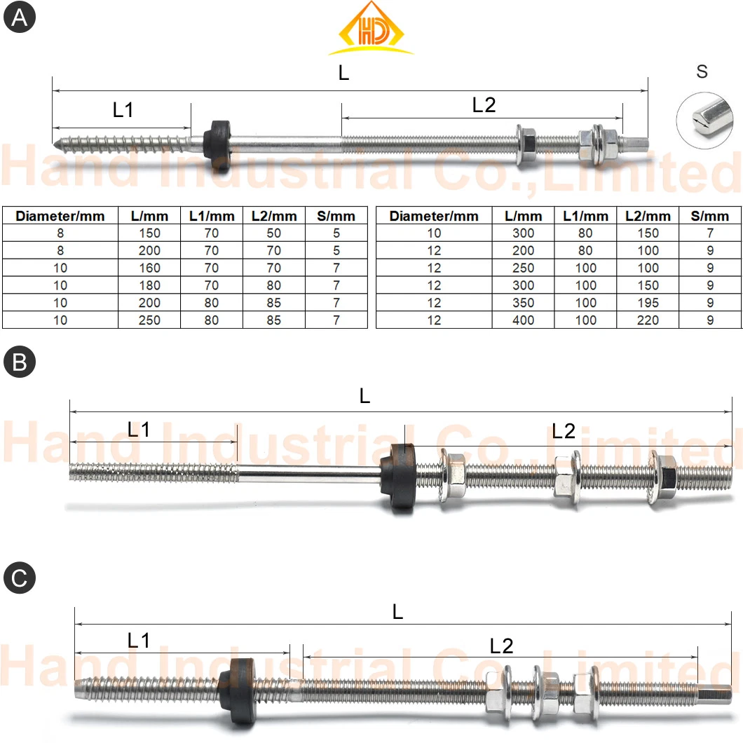 Hand Supply Cheap Price M5 M6 M8 Hand Tighten Screws Threaded Rod Stud Bolt A2 A4 Stainless Steel Fastener