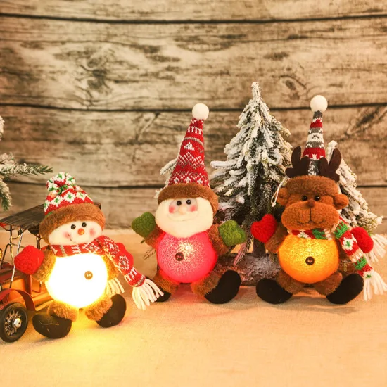 Merry Christmas LED Lights Snowman Santa Claus Doll Ornament Home Party Supplies